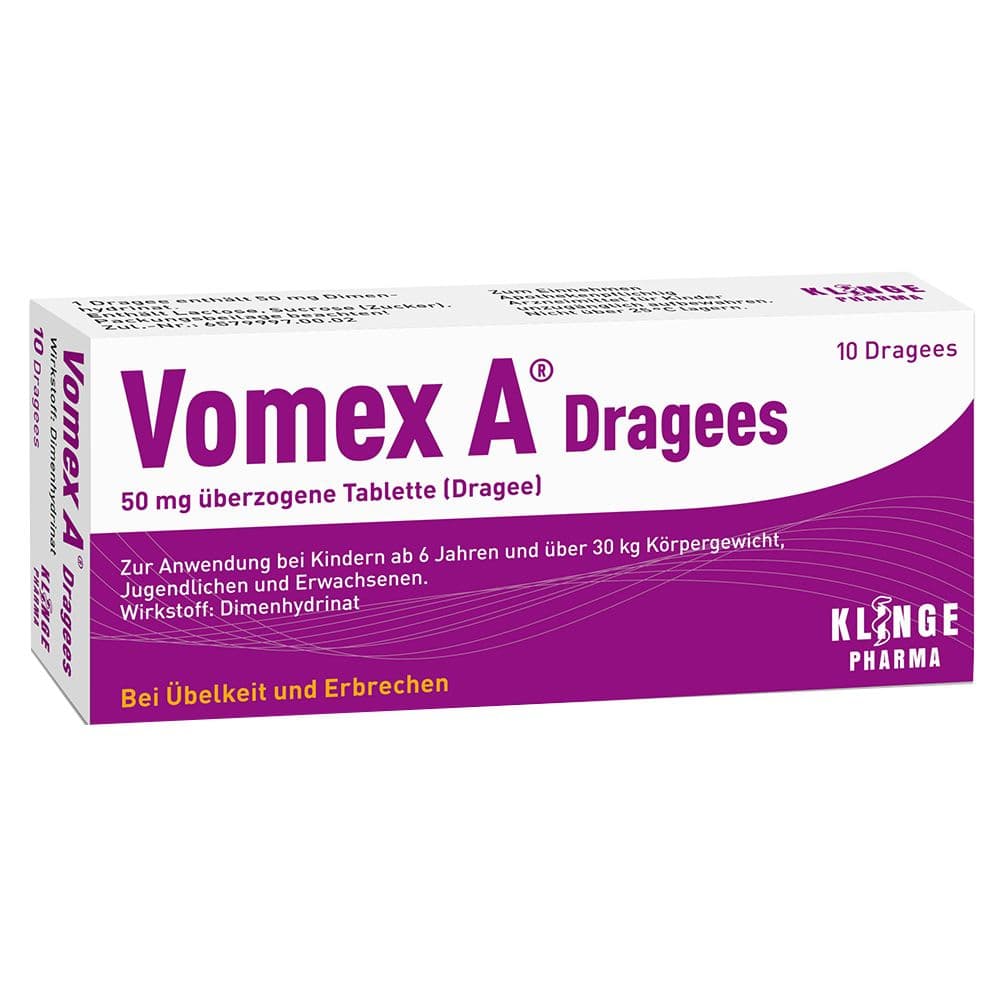 Vomex A Dragees 50 mg überzogene Tabletten 10 St Überzogene