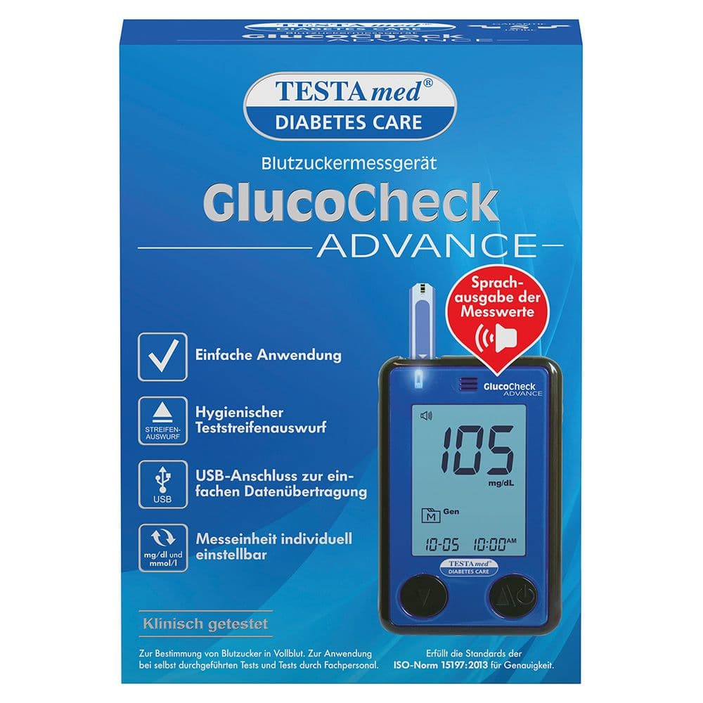 Testamed GlucoCheck Advance Star.-Kit mg/dl mmol/l 1 St Gerät