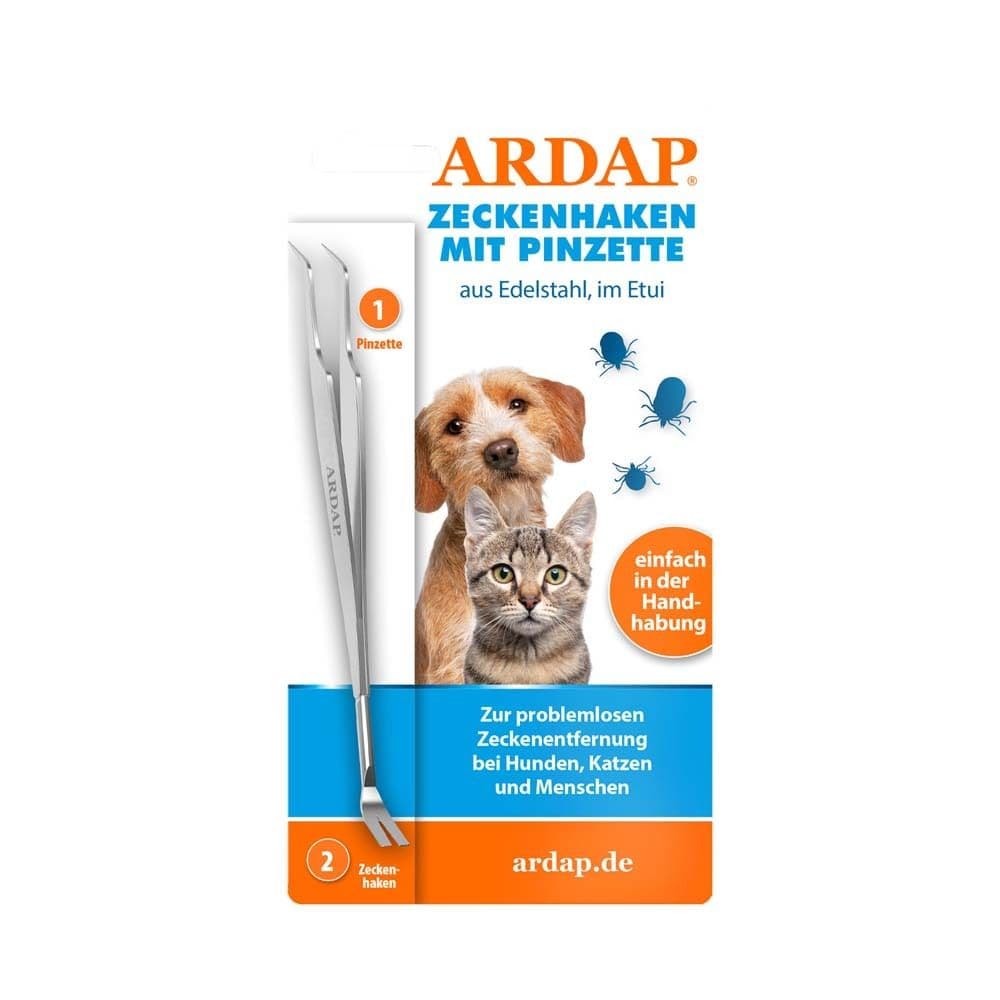 Ardap Zeckenhaken mit Pinzette aus Edelstahl 1 St