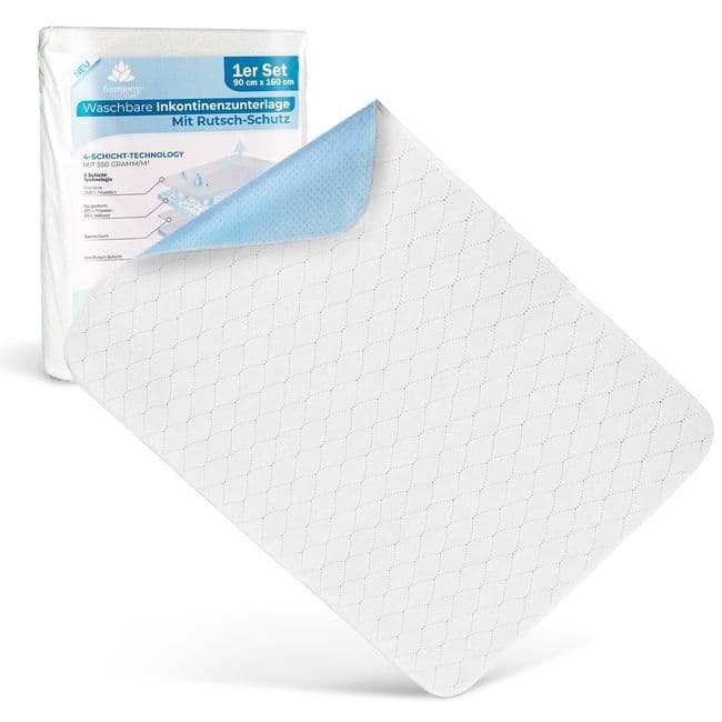Harmony Care® Inkontinenzunterlage waschbar und rutschfest - saugstarke Inkontinenz Bettunterlage 1 St