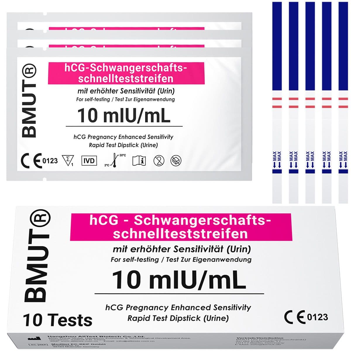 Bmut Schwangerschaftstest ultraempfndlich 10mIU/ml 10 St Teststreifen