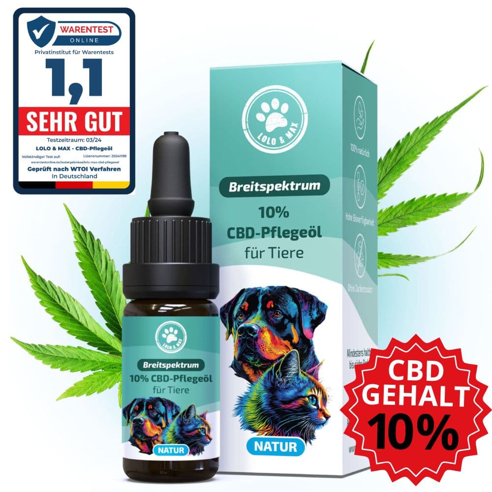 CBD Öl - 10% Natur Hunde & Katzen-Qualität aus Deutschland 10ml 10 ml Tropfen zum Einnehmen