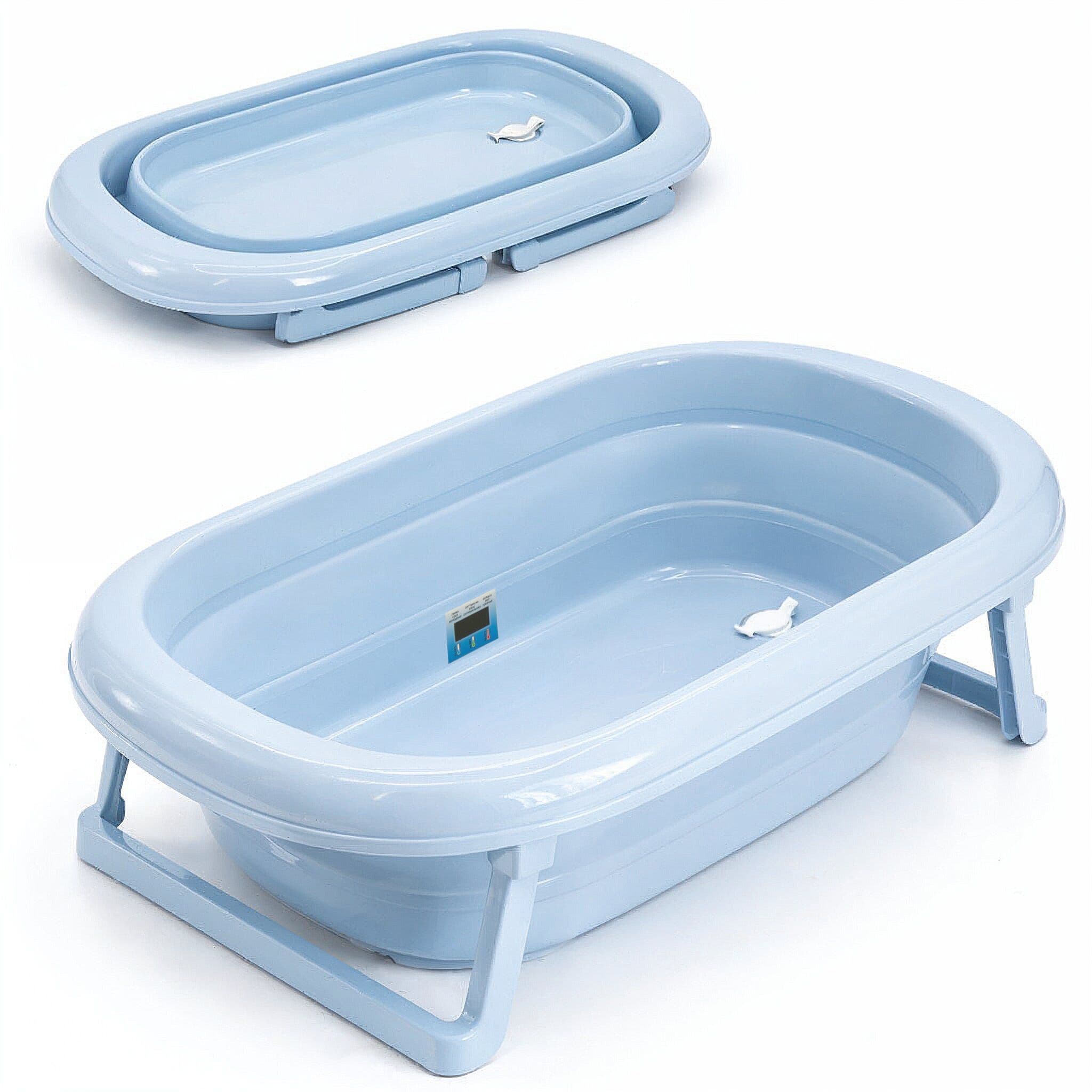 Faltbare Babybadewanne - Klappbare Baby Wanne mit integriertem Thermometer und Abfluss 20 St