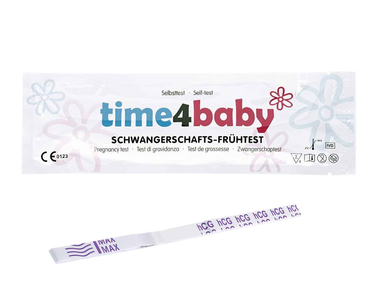time4baby hochempfindlicher Frühschwangerschaftstest 10 miu/ml 5 St Teststreifen