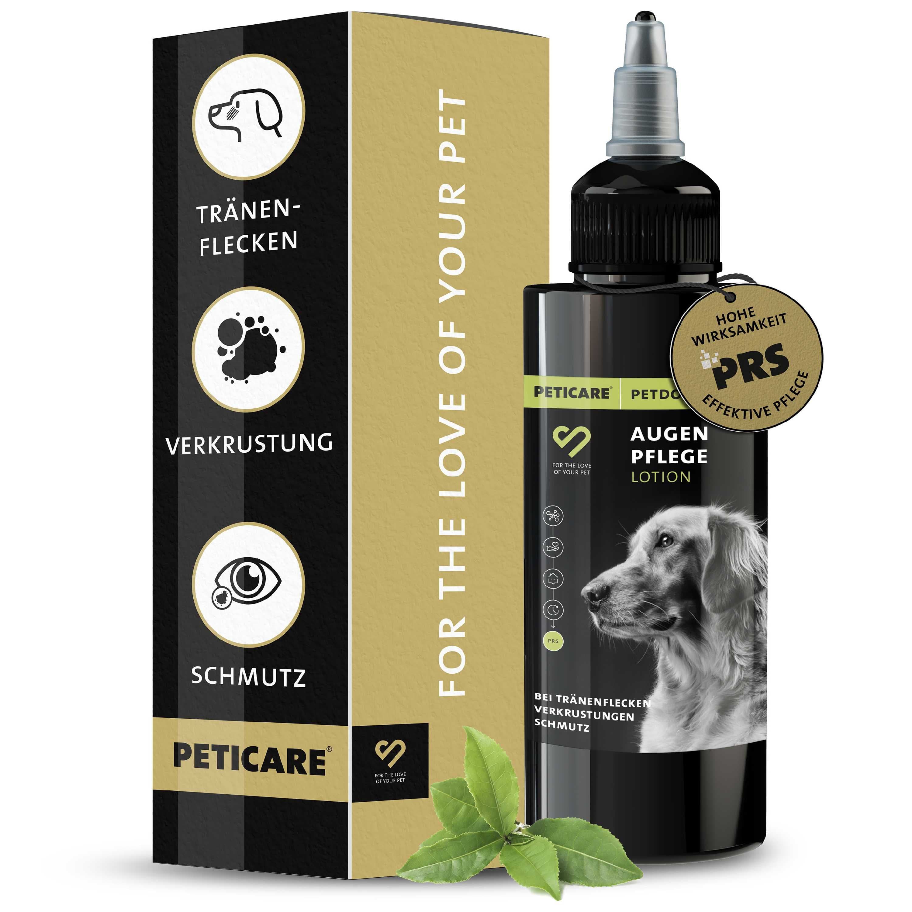 Peticare Augenpflege Lotion für Hunde & Katzen, entfernt Tränenstein reinigt sanft die Augenpartie 50 ml