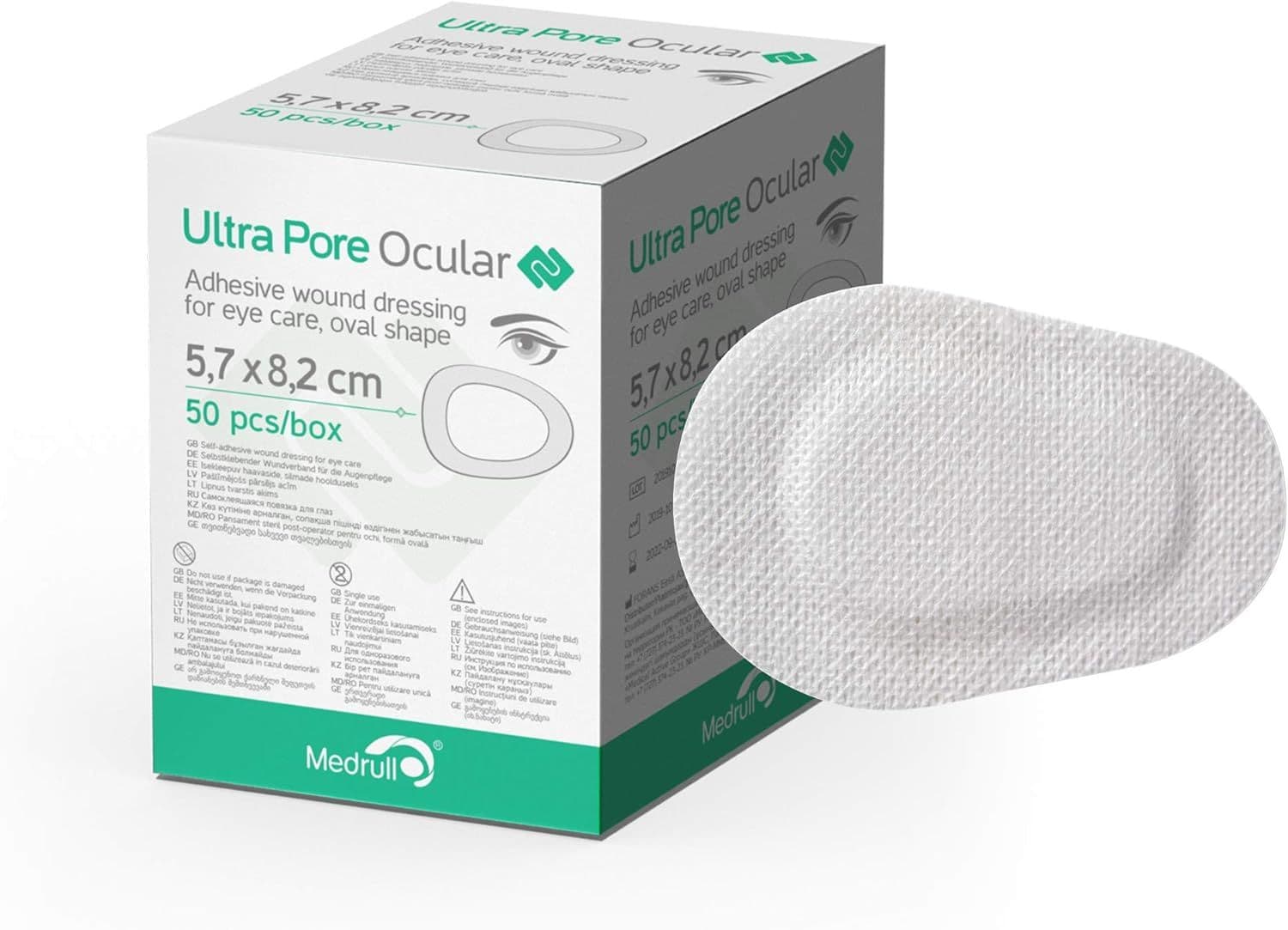 Medrull Ultra Pore Ocular sterile, ovale Augenpflaster / Augenkompressen 5,7 x 8,2 cm, sensitive 50 St Pflaster