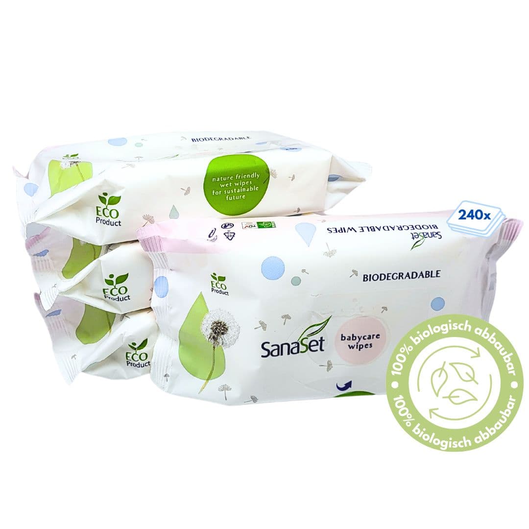 SanaSet Baby biologisch abbaubare Feuchttücher 240 St Set