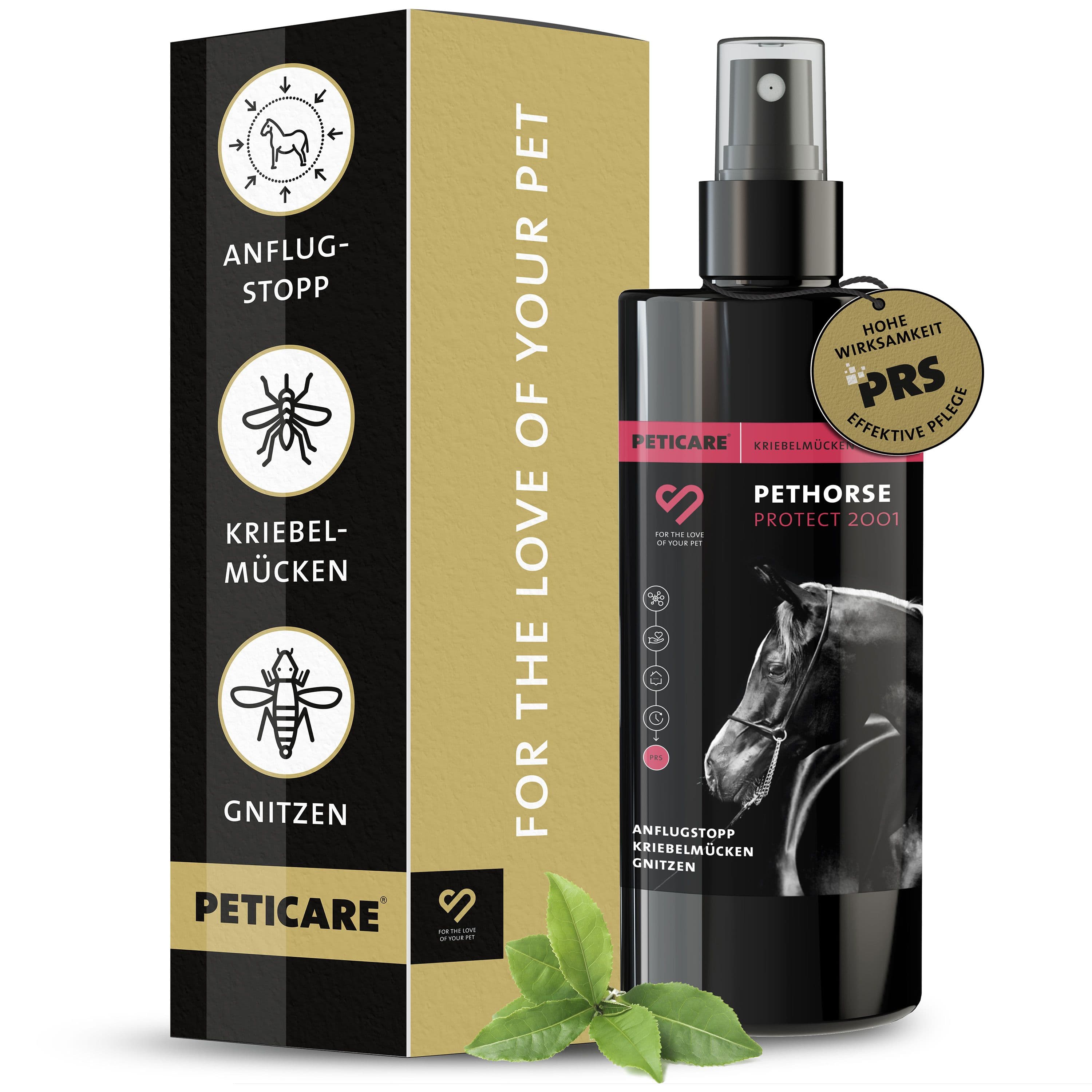 Peticare Anti-Kriebelmücken & Gnitzen Spray für Pferde, dem Sommerekzem vorbeugen 250 ml