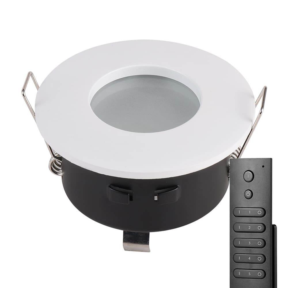 HOFTRONIC™ - Set mit 18 LED-Einbaustrahlern Barcelona weiß IP44 5 Watt 2700K dimmbar inkl. Fernbedienung