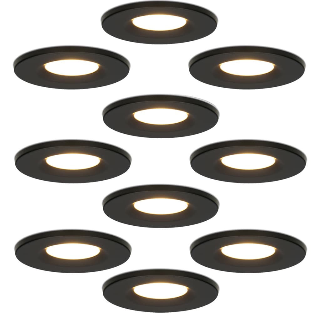 HOFTRONIC™ - Set mit 10 LED Einbaustrahler - Dimmbar - 6 Watt - 2700 Kelvin Warmweiß Licht - IP65 wasserdicht - Deckenspots Schwarz - Venezia