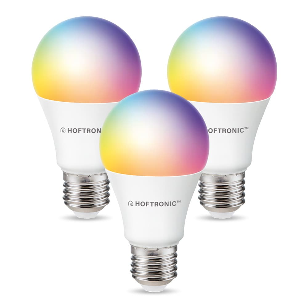 HOFTRONIC SMART - Satz von 3 E27 SMART LED Lampen RGBWW Wifi 10 Watt 806lm Dimmbar