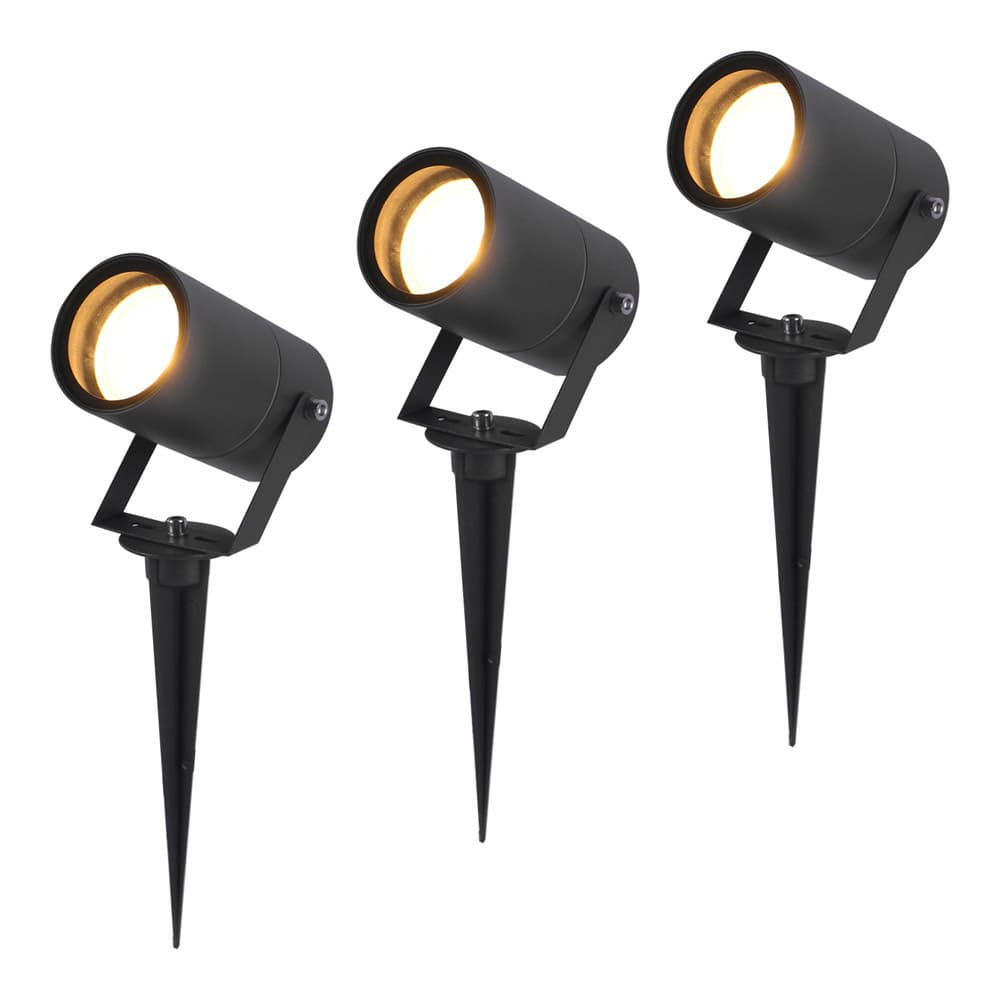 HOFTRONIC™ - 3er-Set Spikey dimmbarer LED Gartenstrahler mit Erdspieß - exkl. GU10 - Wandspot - IP65 für den Innen- und Außenbereich - Erdspieß
