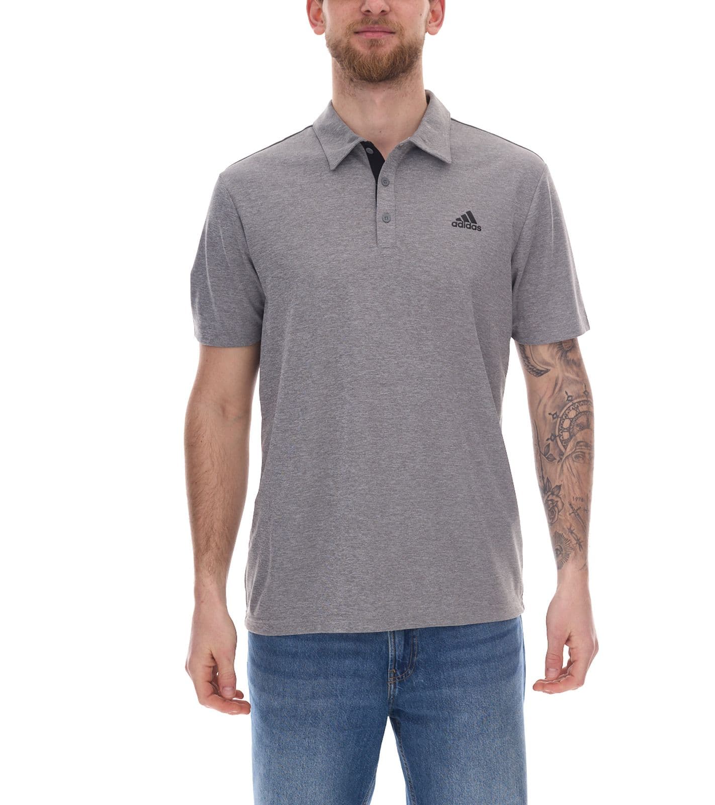 adidas Drive Polo Heather Herren Polo-Shirt mit AeroReady nachhaltiges Sport Golf-Hemd H56774 Grau