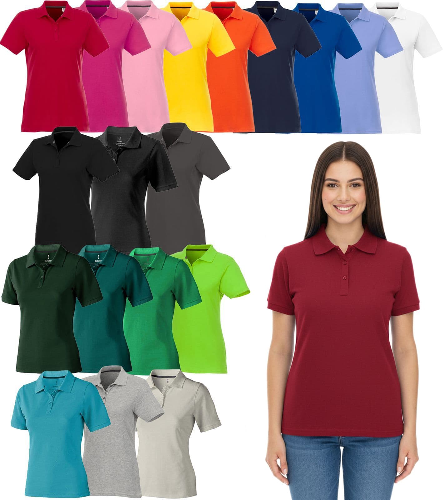 ELEVATE Helios Damen Polo-Shirt Baumwolle Polo-Hemd Pique-Strick 180 g/m² 38107 in Weiß, Rot, Blau, Gelb, Pink, Orange, Grün, Grau, Beige oder