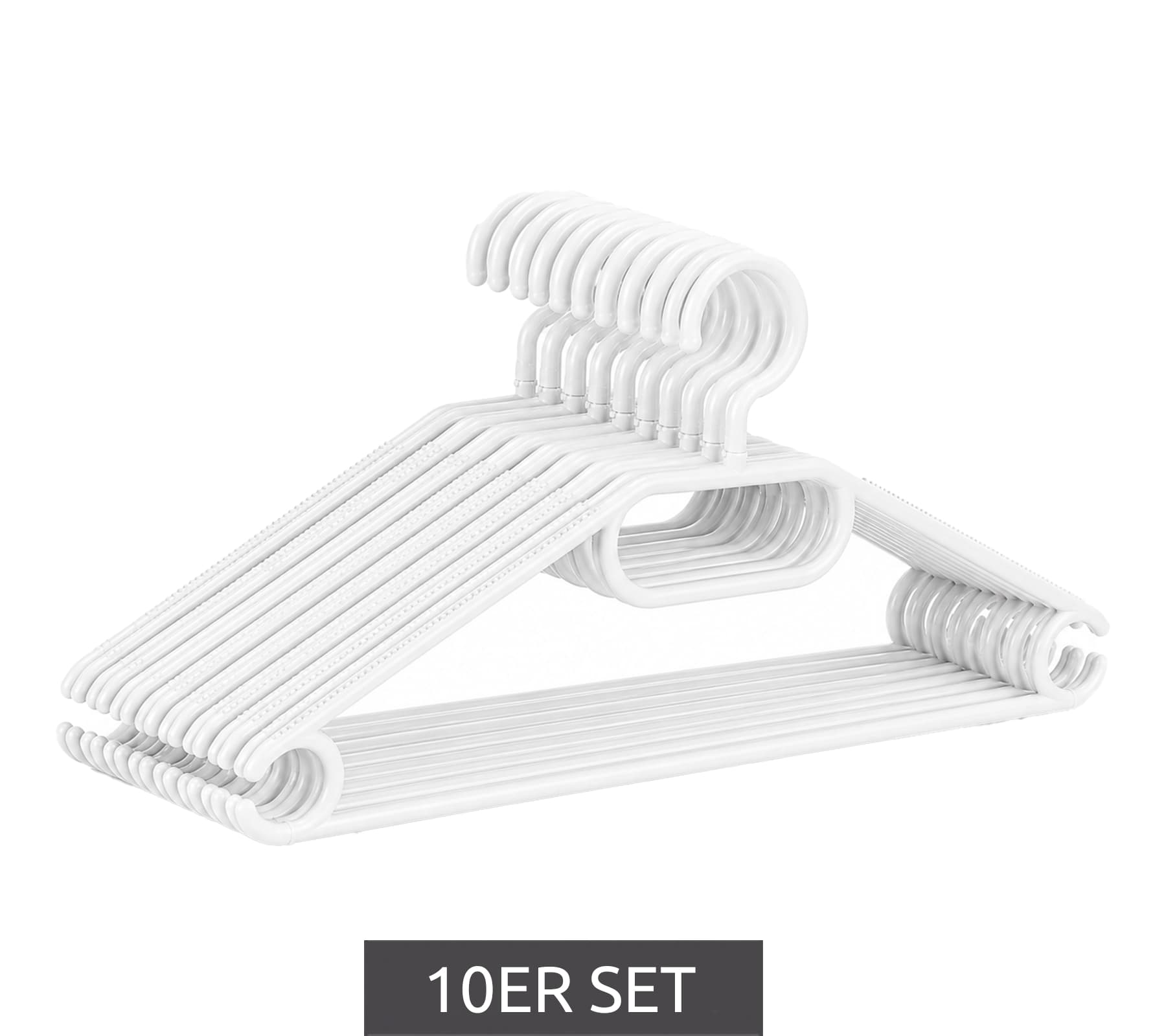 10er Set Haushalt International Kleider-Bügel mit rutschfester Oberfläche Garderoben-Bügel 8744838 Weiß