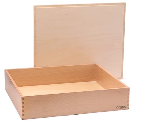Holzbox mit Deckel, 40 x 34 x 8 cm Innenmaß