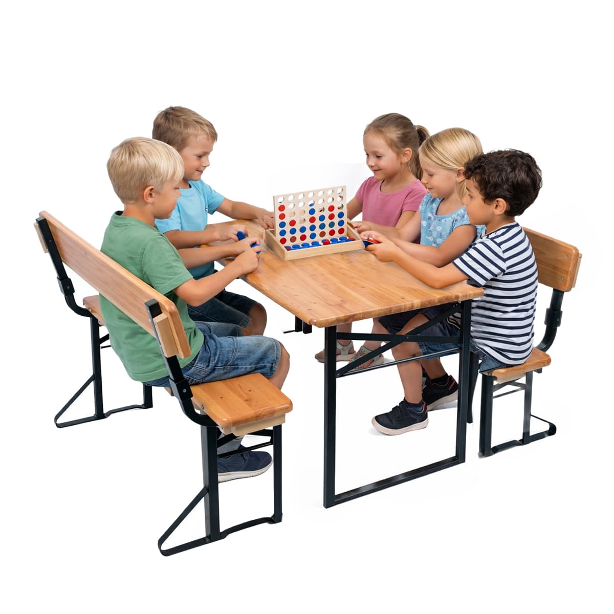 Kindersitzgarnitur - 2 Bänke und 1 Tisch für 6 Kinder
