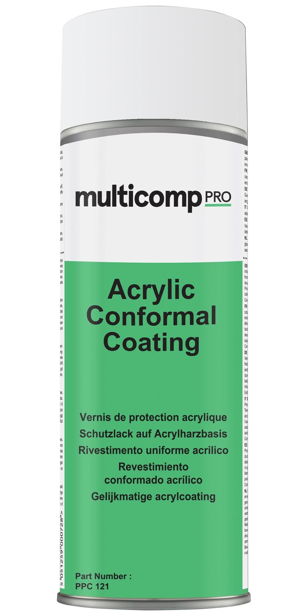 Multicomp Pro SCHUTZLACK, 400ML, DOSE; Beschichtungstyp:Schutz für Elektronik; Anwendungen Beschichtung:Leiterplatten; Behältertyp:Dose; Farbe der B