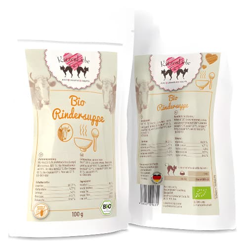 Katzenliebe Bio-Rindersuppe 100 g - 12 Stück