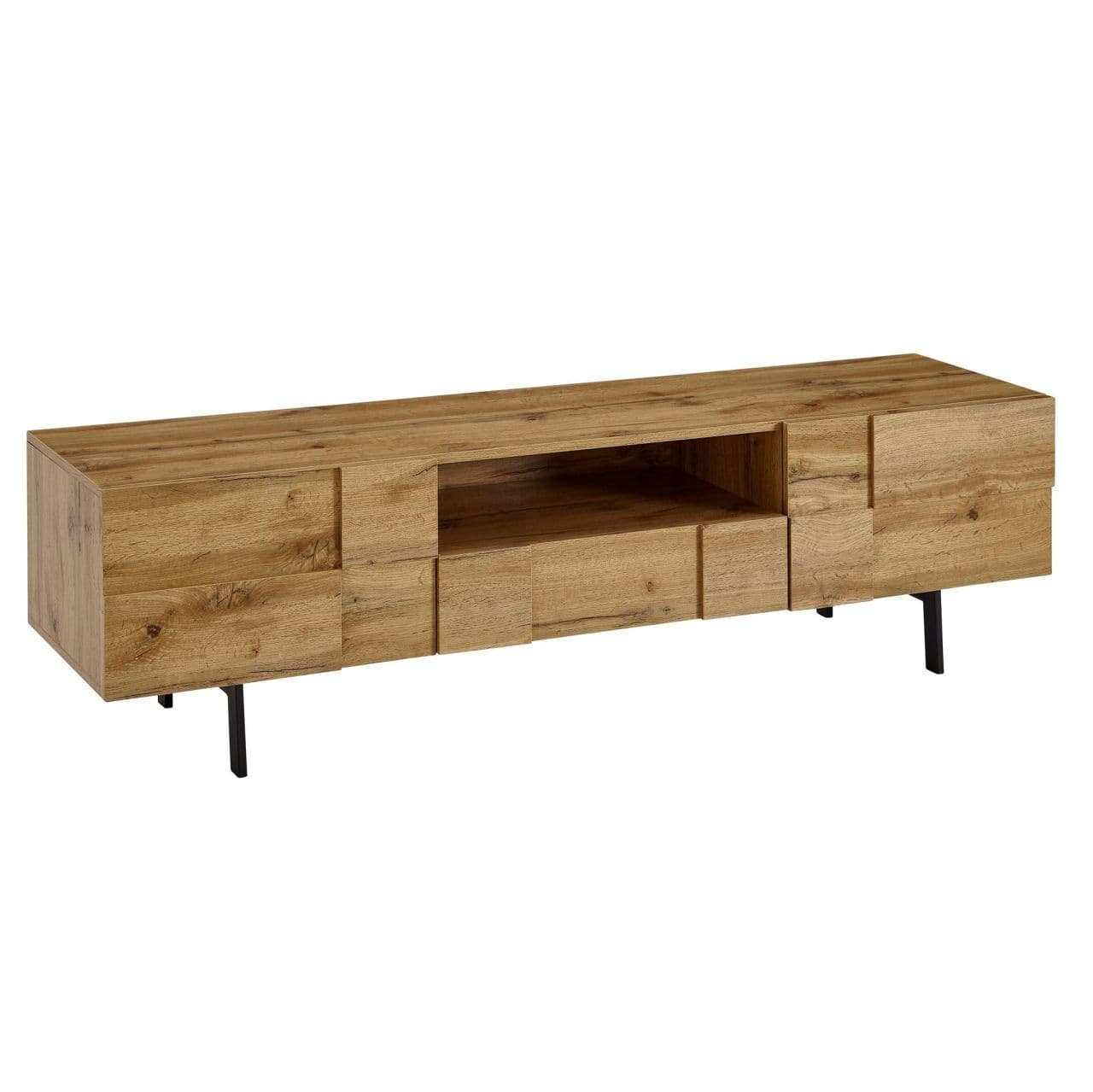 Lowboard Holz Eiche-Dekor 160x46x43 cm TV-Kommode mit zwei Türen, Design TV-Schrank Hoch, Fernsehtisch Fernsehschrank Modern, Fernsehkommode