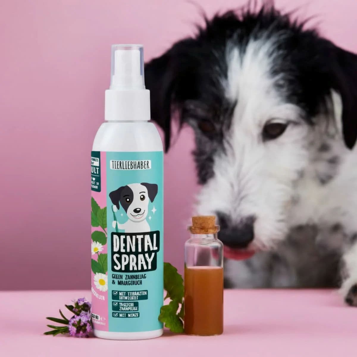 Tierliebhaber Dentalspray  Rosa, Türkis, Weiß für Welpen | für alle Hunde | für Senioren | Zahnpflege für Hunde | einfache Anwendung