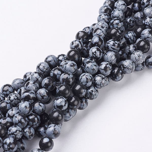 Naturschneeflocke Obsidian Perlen Stränge