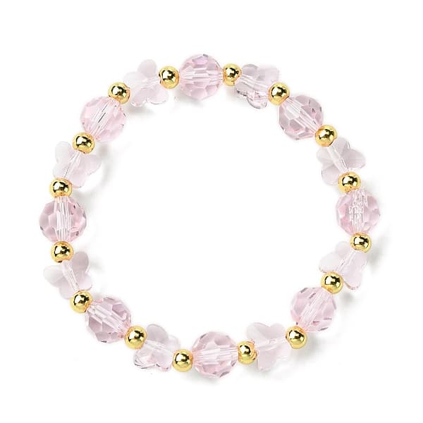 Stretch-Armbänder mit Schmetterlingen und facettierten runden Glasperlen für Damen