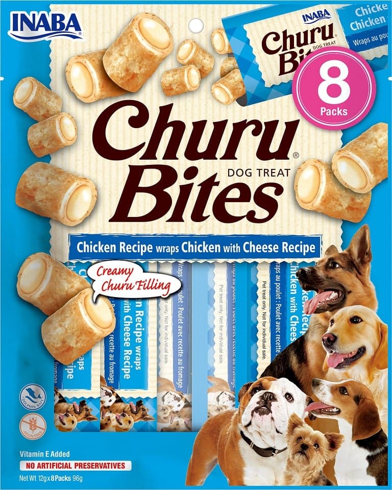 INABA Churu Bite Chicken 8x12g Hähnchen-Käse-Wrap für Hunde