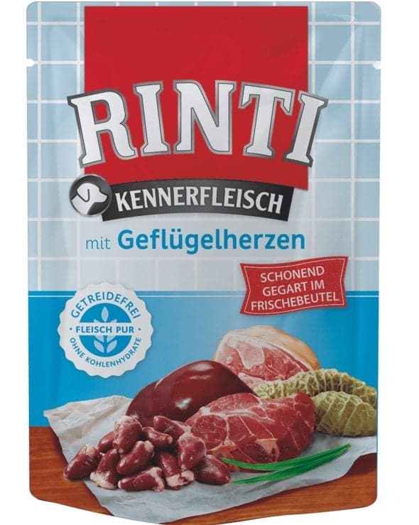 RINTI Kennerfleisch Poultry hearts Geflügelherzen Beutel 6x400 g
