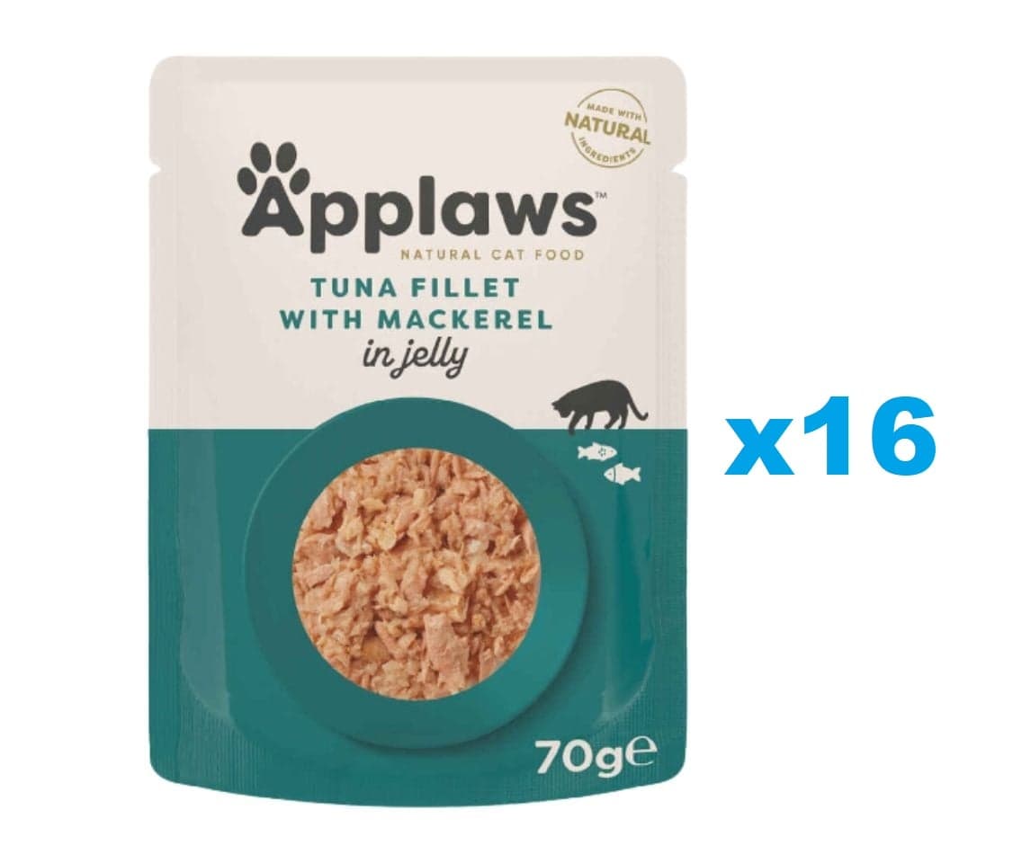 APPLAWS Cat Adult Pouch Thunfischfilet mit Makrele in Gelee 16x 70 g