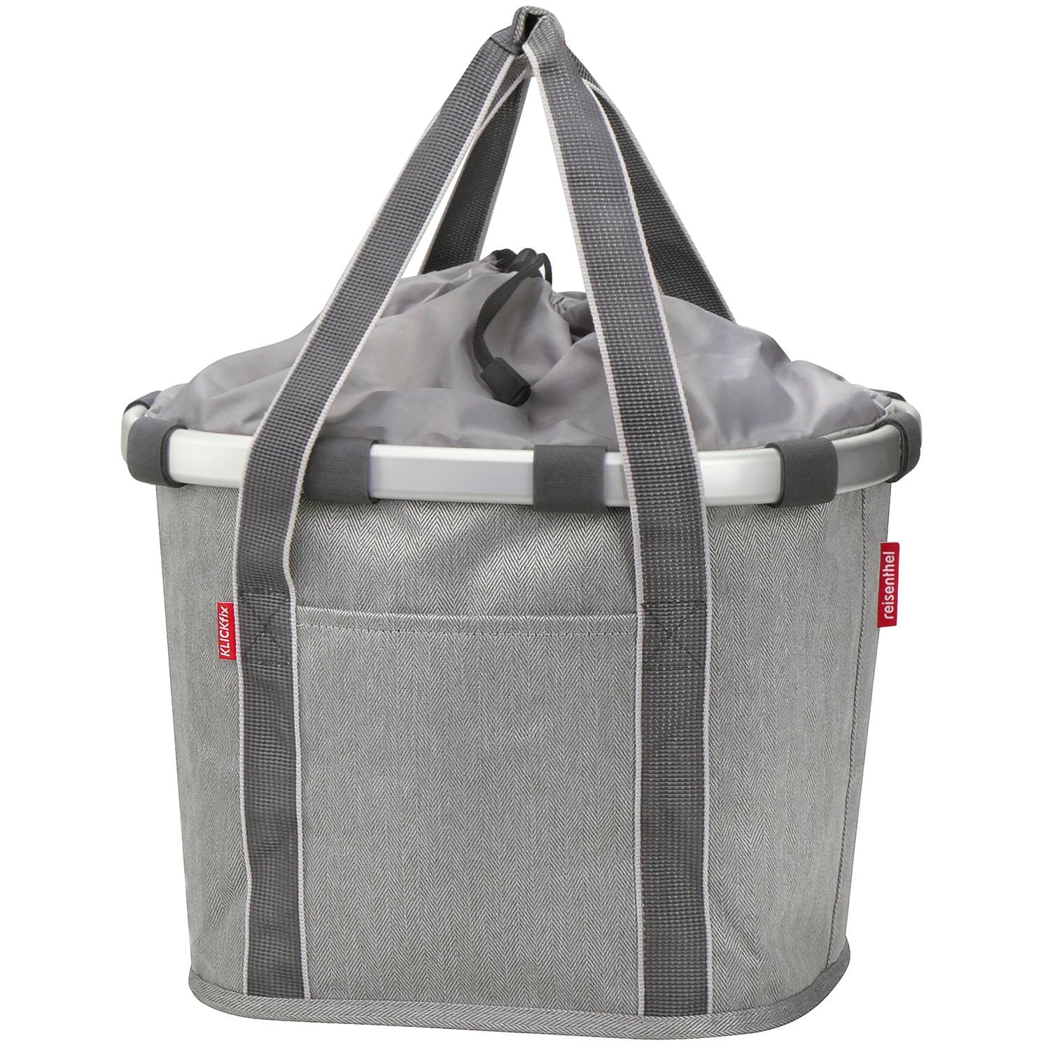 KLICKfix Reisenthel Bikebasket Heringbone Grey – Stylischer Fahrradkorb