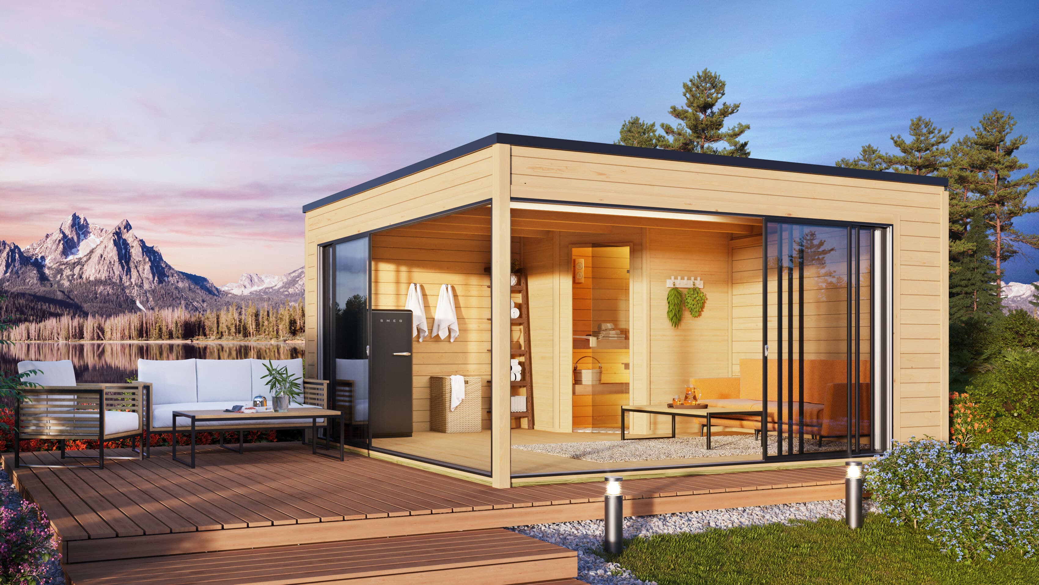 Fjordholz Saunahaus Modell Q-BIC Alu F