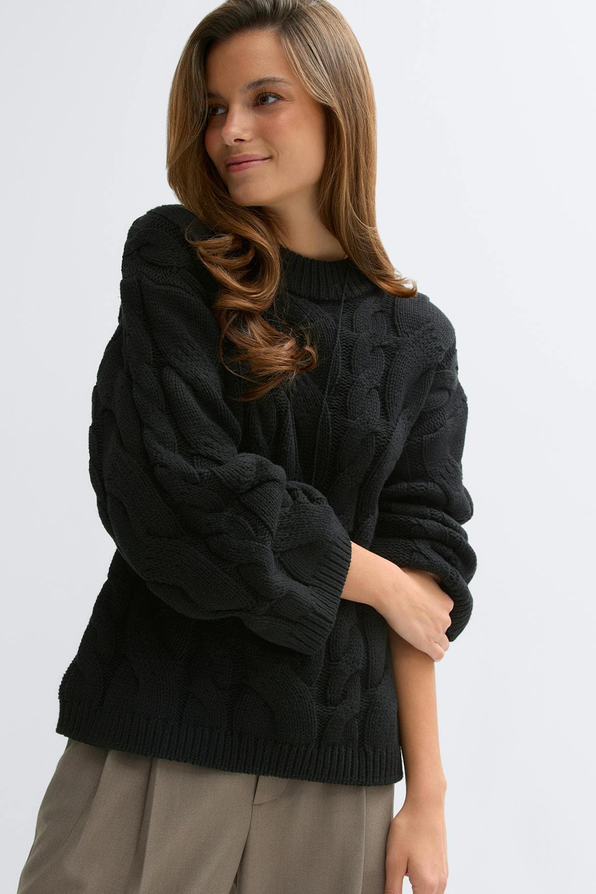 Gina Tricot - Chunky knitted cable sweater - Strickpullover - Schwarz - M - Dame