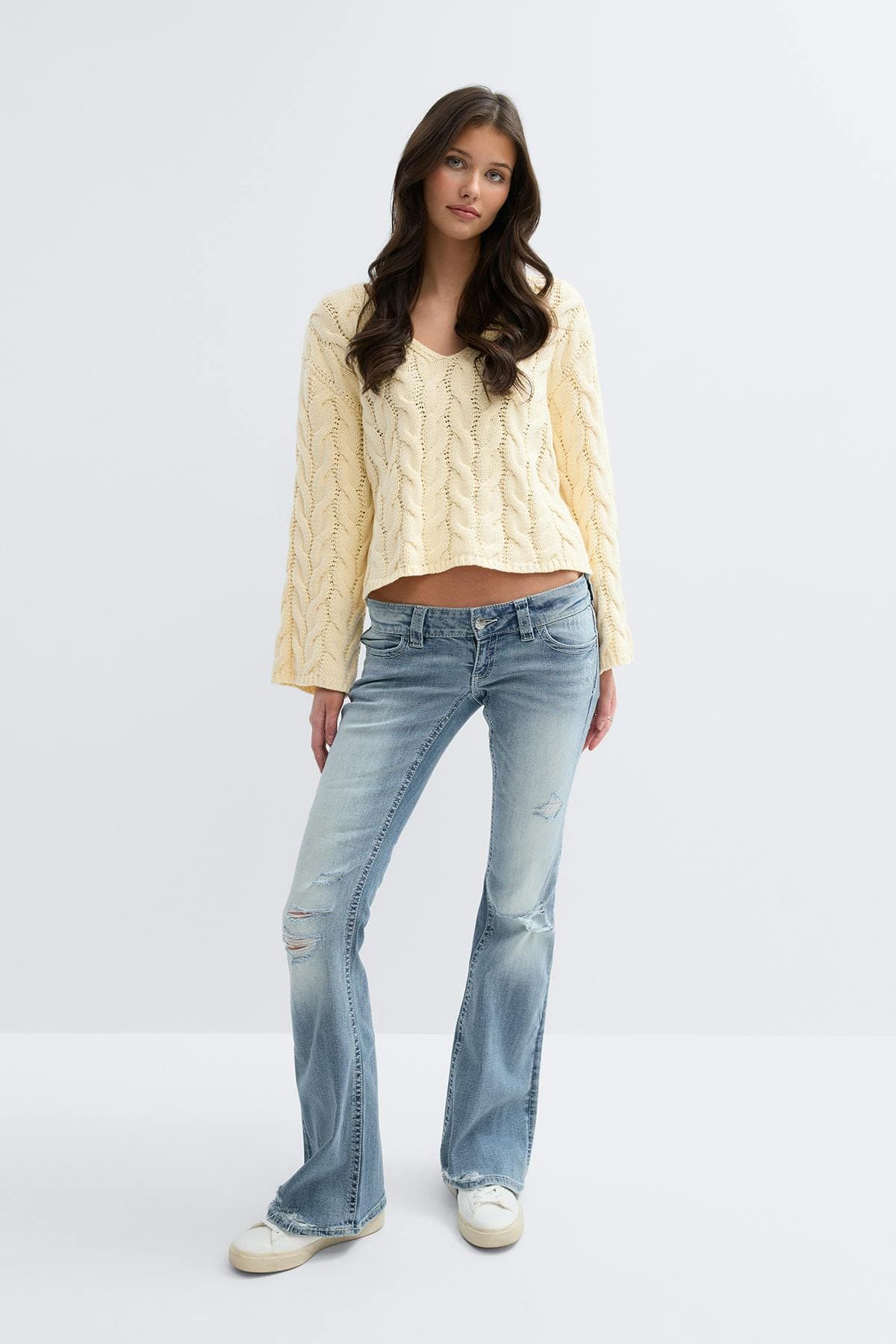 Gina Tricot - 14+ cable knitted sweater - strickpullis - Gelb - S - Dame