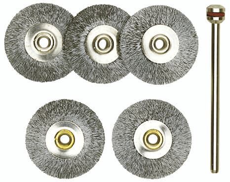 Radbürsten, Stahl, 22 mm, 5 Stück + 1 Träger