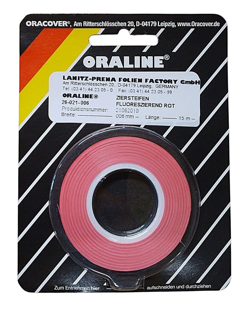 ORALINE Zierstreifen Rot fluoreszierend 6mm