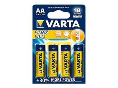 Varta Longlife AA, Einwegbatterie, AA, Alkali, 1,5 V, 4 Stück(e), Blau, Gelb