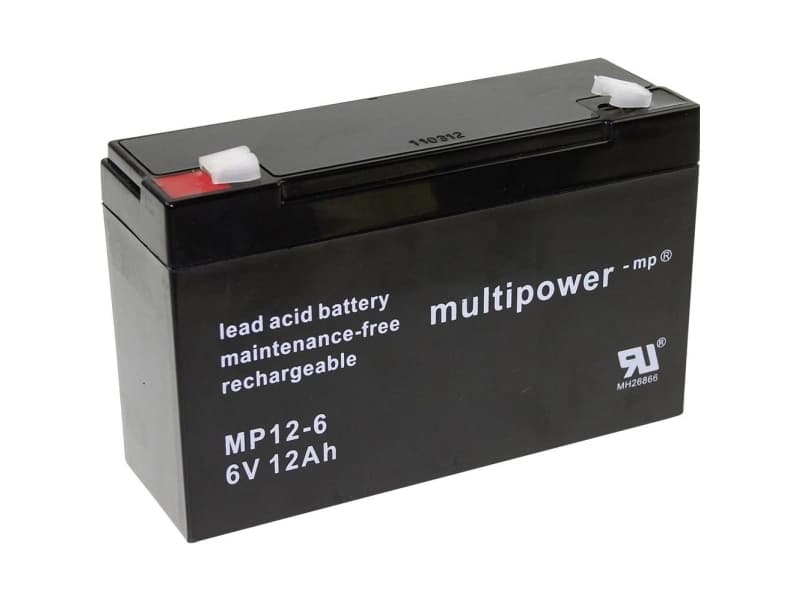 multipower PB-6-12-6,35 MP12-6 Blei-Säure-Akku 6 V 12 Ah Bleivlies (B x H x T) 151 x 99 x 50 mm Flachstecker 6,35 mm Wartungsfrei, geringe
