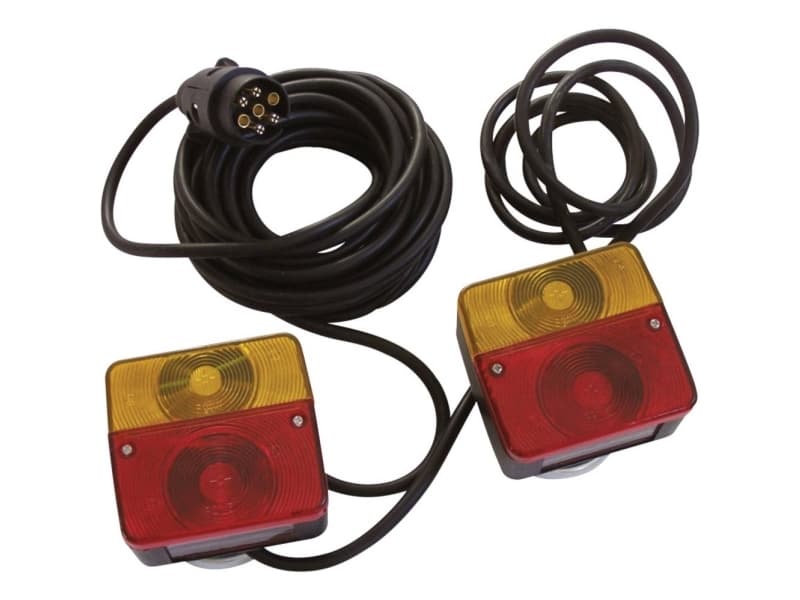 HP Auto Anhänger-Blinkleuchten-Set 7-polig Blinklicht, Bremslicht, Positionslicht hinten 12 V Schwarz inkl. Lampenhalter inkl. Magnethalter