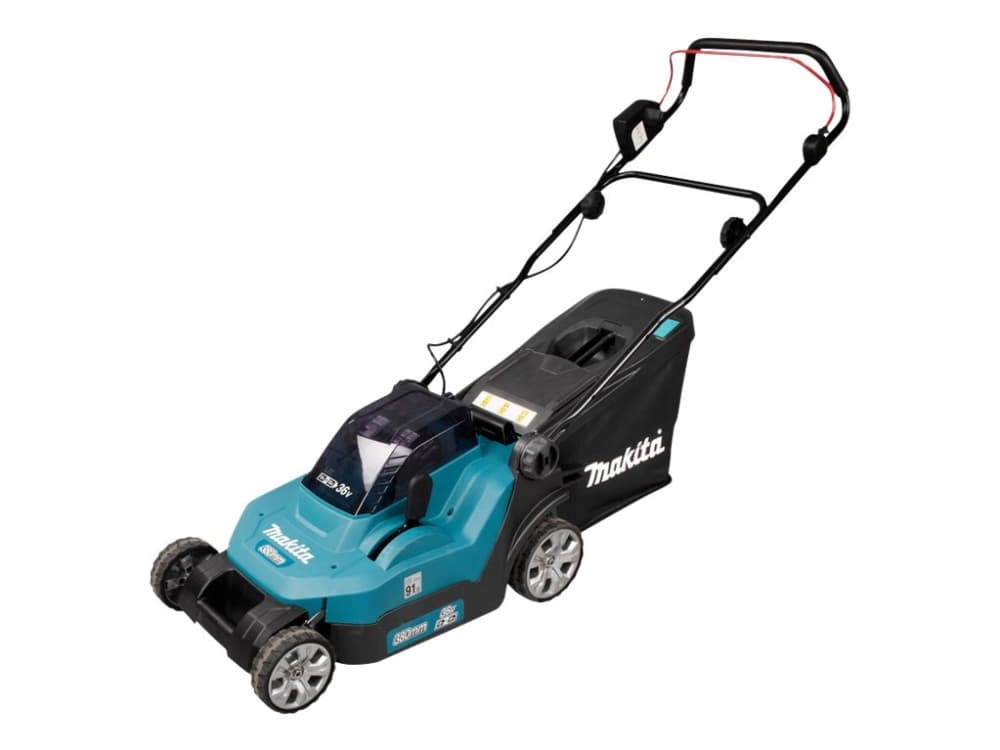 Makita DLM382PM2 - Rasenmäher - schnurlos - 18 V - 4 Ah - 2 Batterien - 3700 U/min - 38 cm - 16,9 kg