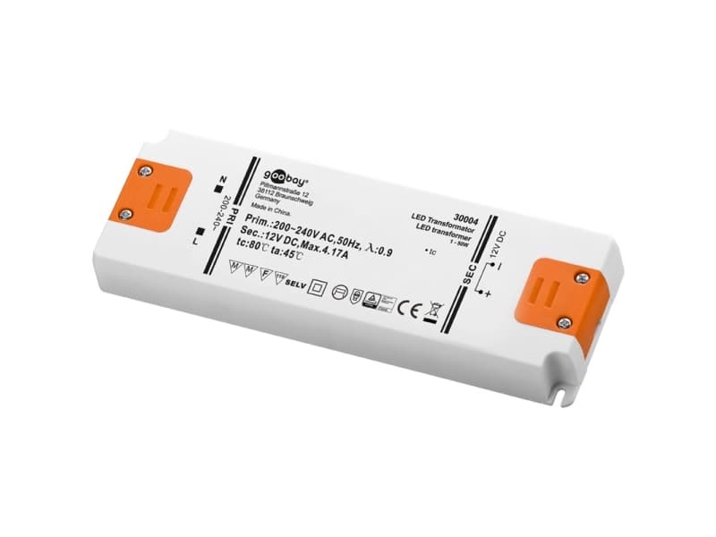 Goobay 30004, Elektronischer Beleuchtungstransformator, Orange, Weiß, IP20, -20 - 45 °C, CE, RoHS Directive 2011/65/EU [OJEU L174/88-110,
