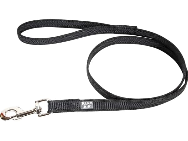 Julius-K9 K9 C&G Leine, schwarz/grau 20mm/2m mit Handgriff
