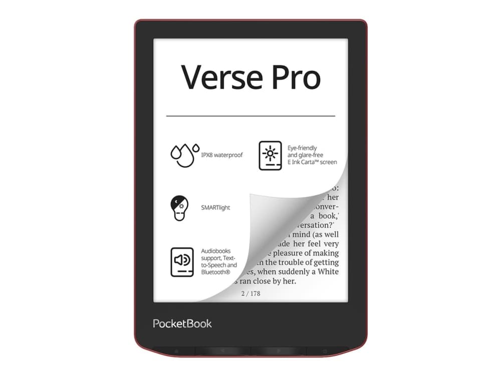 PocketBook Verse PRO - eBook-Reader - Linux 3.10.65 - 16 GB - 6 16 Graustufen (4-bit) E Ink Carta (1072 x 1448) - Touchscreen - Bluetooth, Wi-Fi - rot