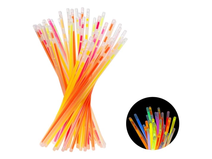 PartyDeco Fluoreszierende Leuchtstäbe, Mix von Farben, 20 cm, einschließlich Verbindern, Erwachsener & Kind, Unisex, Transparent, 200 mm, 60 mm, 60