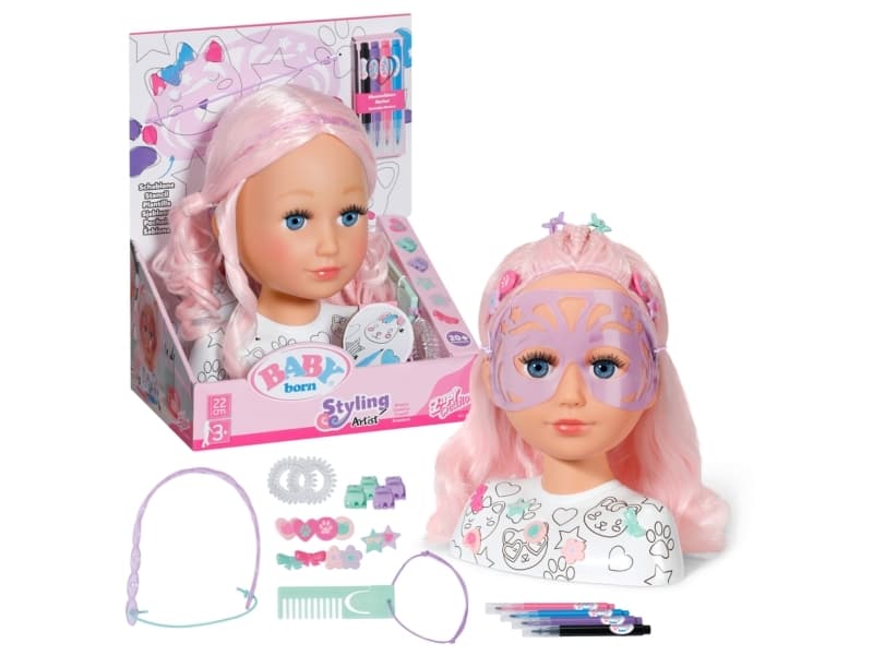 BABY born Styling Head Artist, Make-up-/Styling-Puppenkopf, Weiblich, 3 Jahr(e), Mehrfarbig