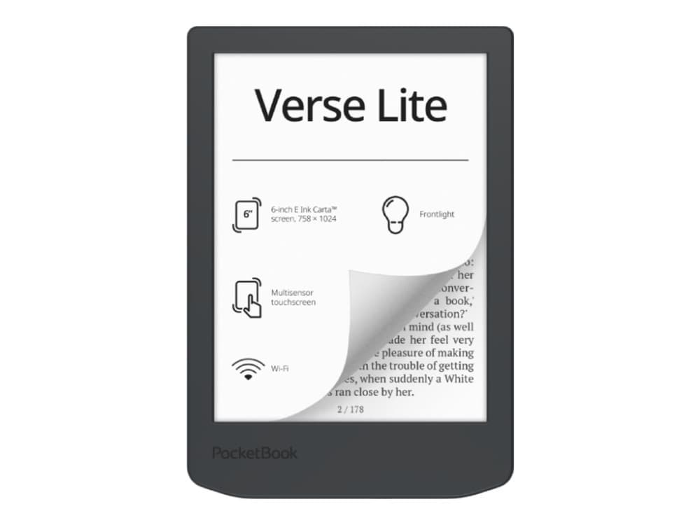 PocketBook Verse Lite, 15,2 cm (6), E Ink Carta, 758 x 1024 Pixel, ACSM, AZW, AZW3, CBR, CBZ, CHM, DOC, DOCX, DjVu, EPUB, FB2, FB2.ZIP, HTM, HTML,