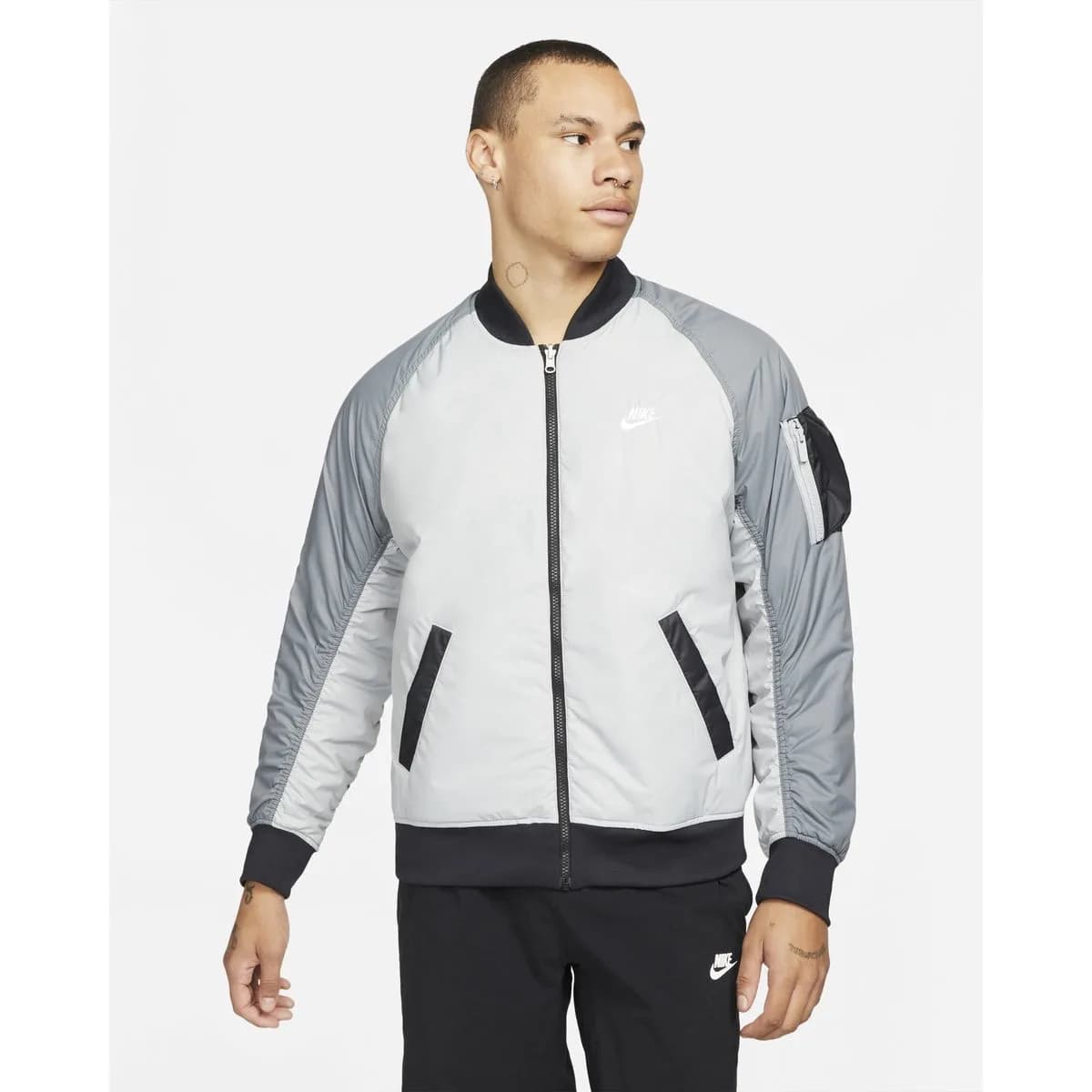 Nike Sportswear Essentials Insulated Woven Reversible Bomber Herren Jacke, grau