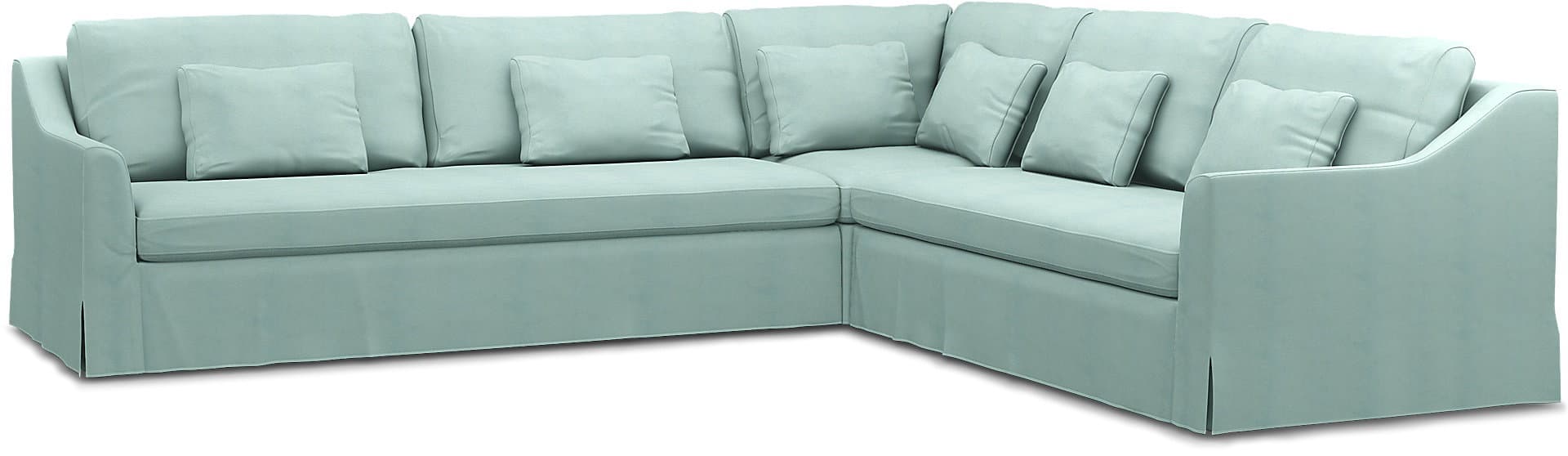 IKEA - BEZUG FÜR ECKSOFA FÄRLÖV (3+2), Mineral Blue, Leinen - Bemz