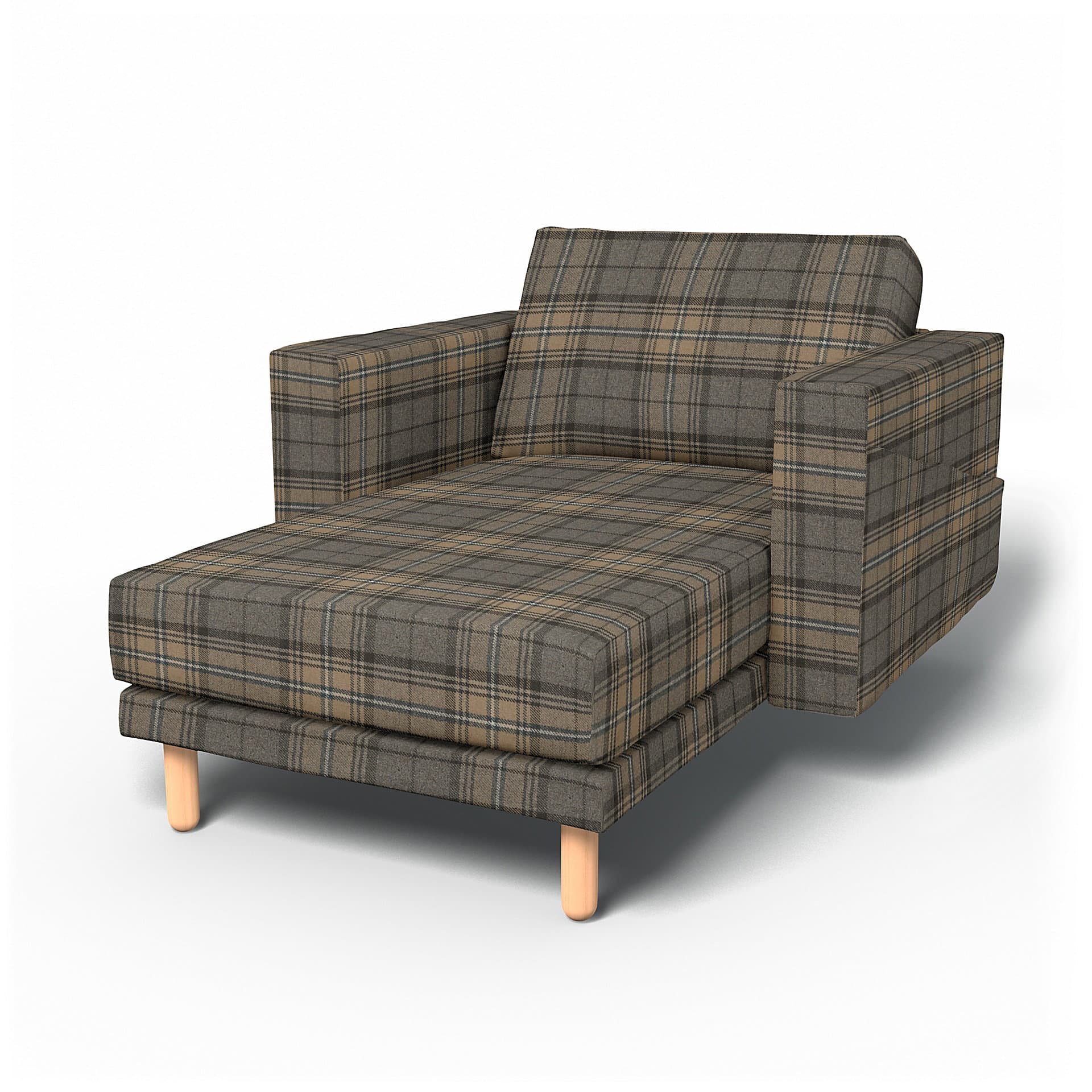 IKEA - Bezug für Récamiere Norsborg mit Armlehnen (freihstehend), Bark Brown, WOLLE - Bemz