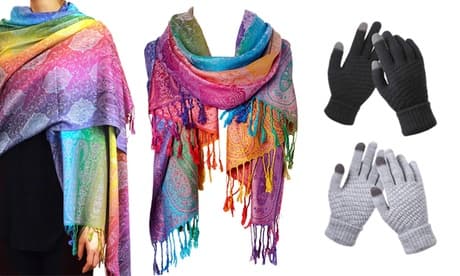 Set: Handschuhe in Grau